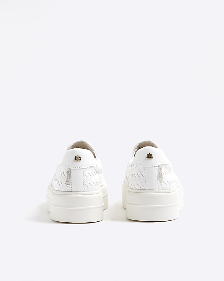 White Platform Pull On Trainers