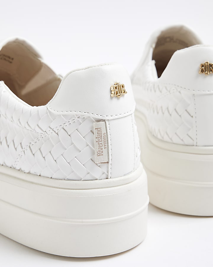 White Platform Pull On Trainers