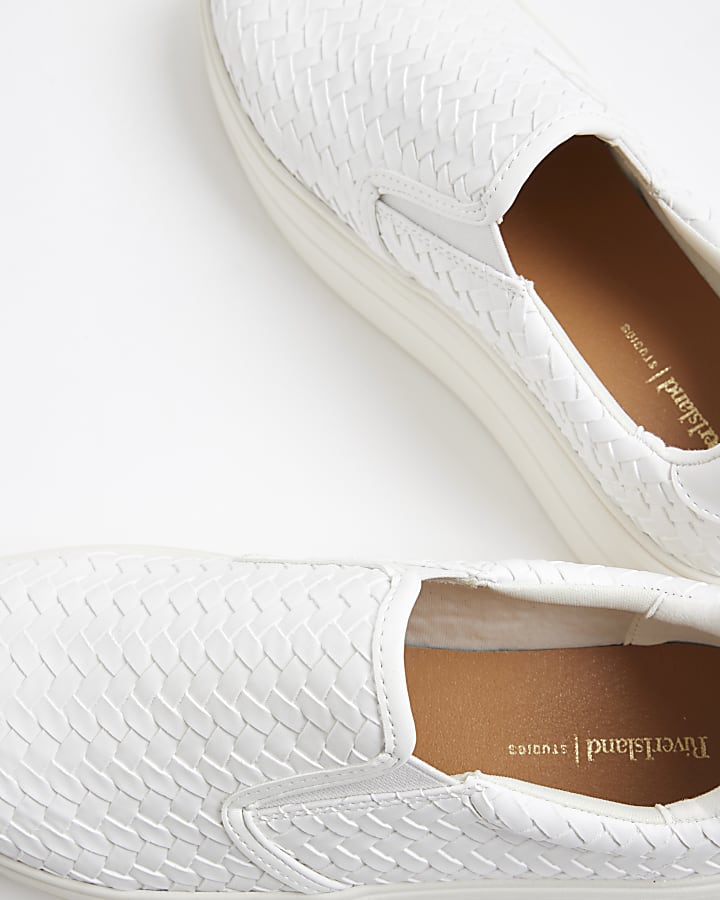White Platform Pull On Trainers