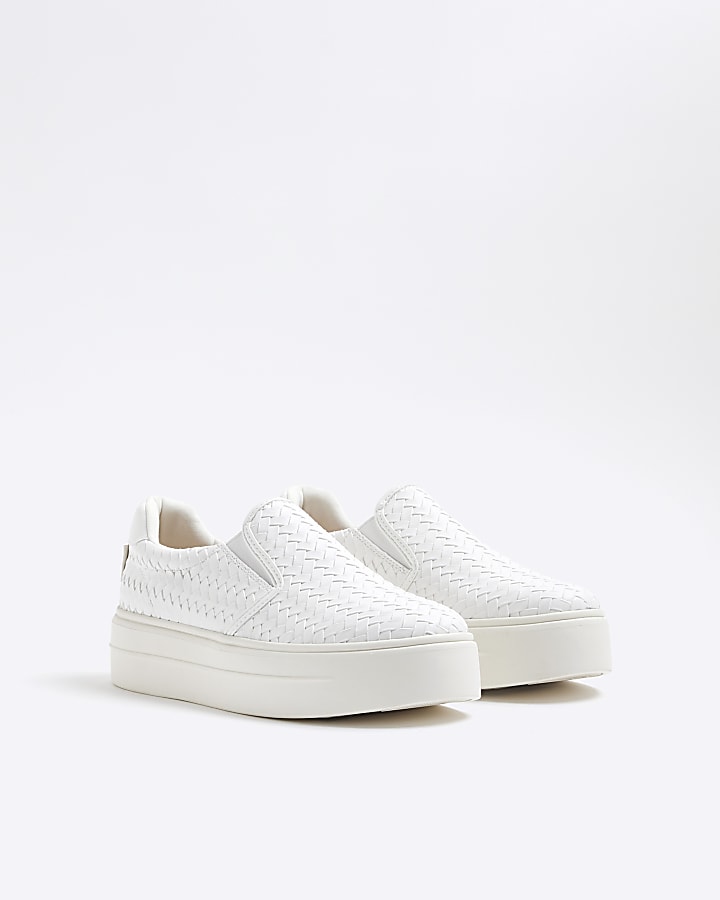 White Platform Pull On Trainers