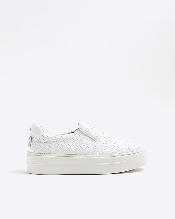 White Platform Pull On Trainers