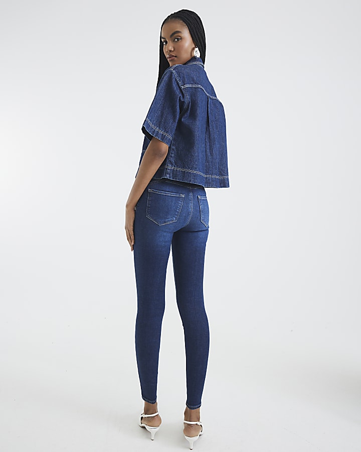 Blue Mid Rise Sculpt Skinny Jeans