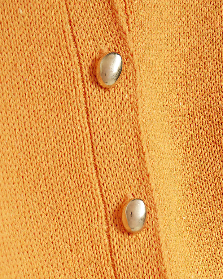 Orange Long Sleeve Button Cardigan