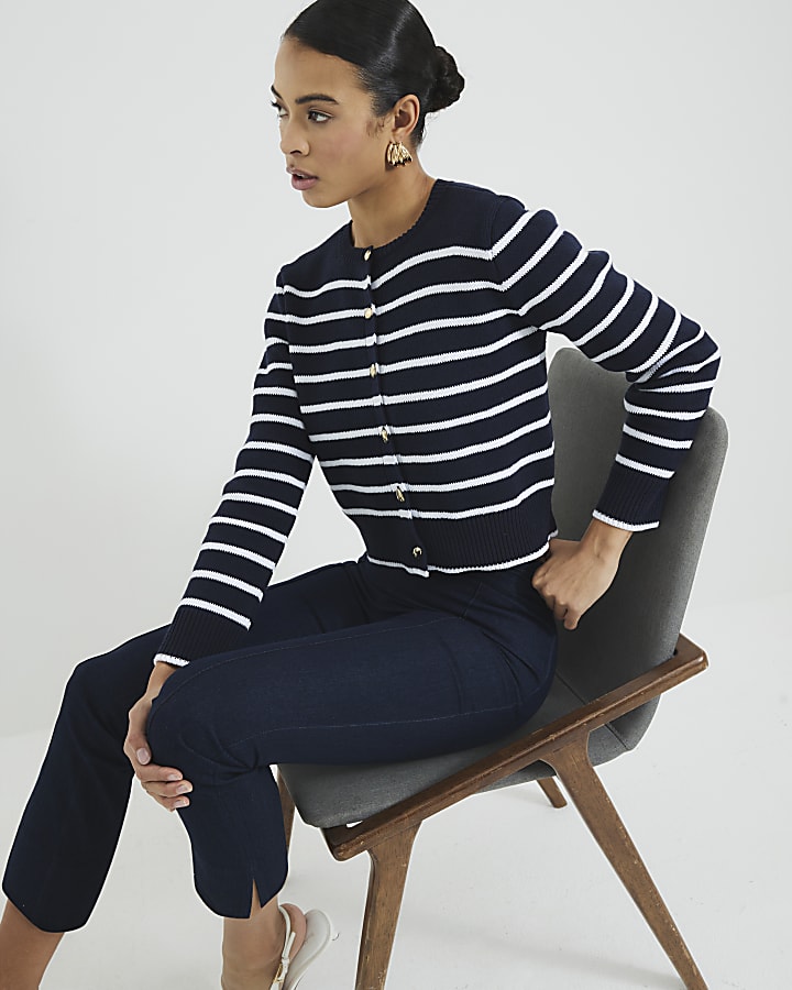 Navy Striped Cardigan