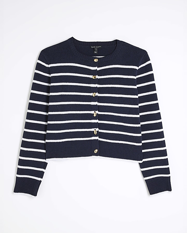 Navy Striped Cardigan