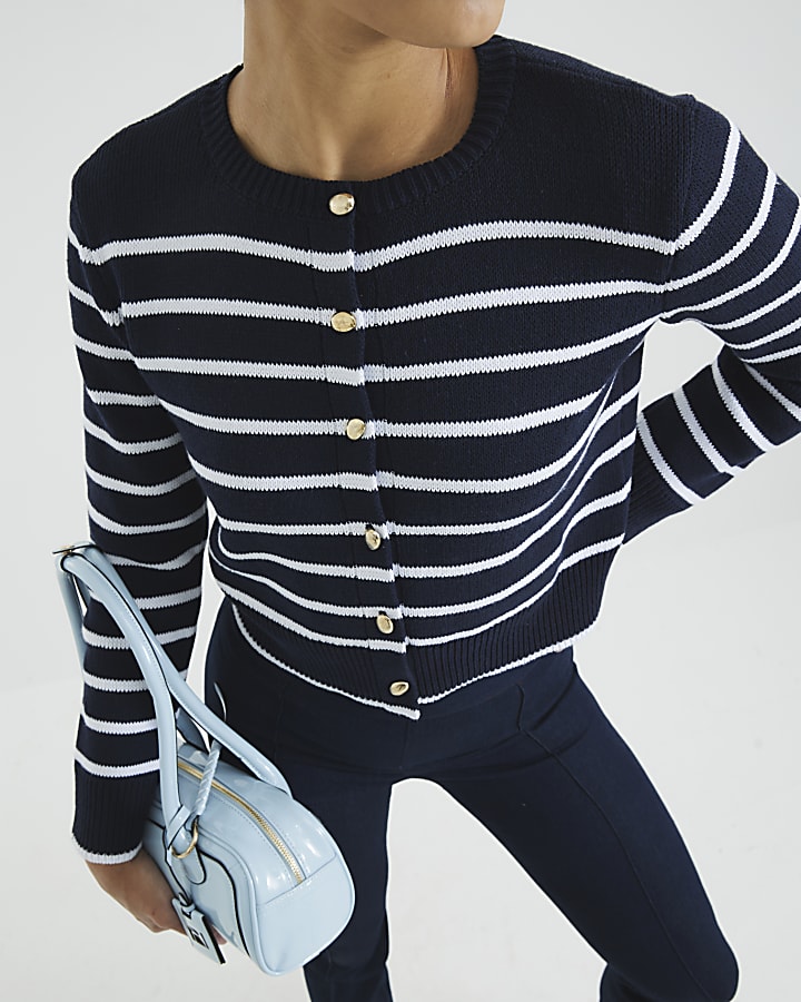 Navy Striped Cardigan