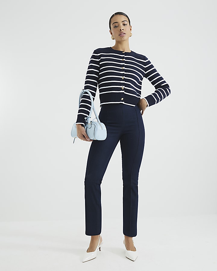 Navy Striped Cardigan