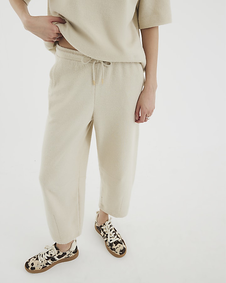 Beige Cosy Barrel Leg Joggers