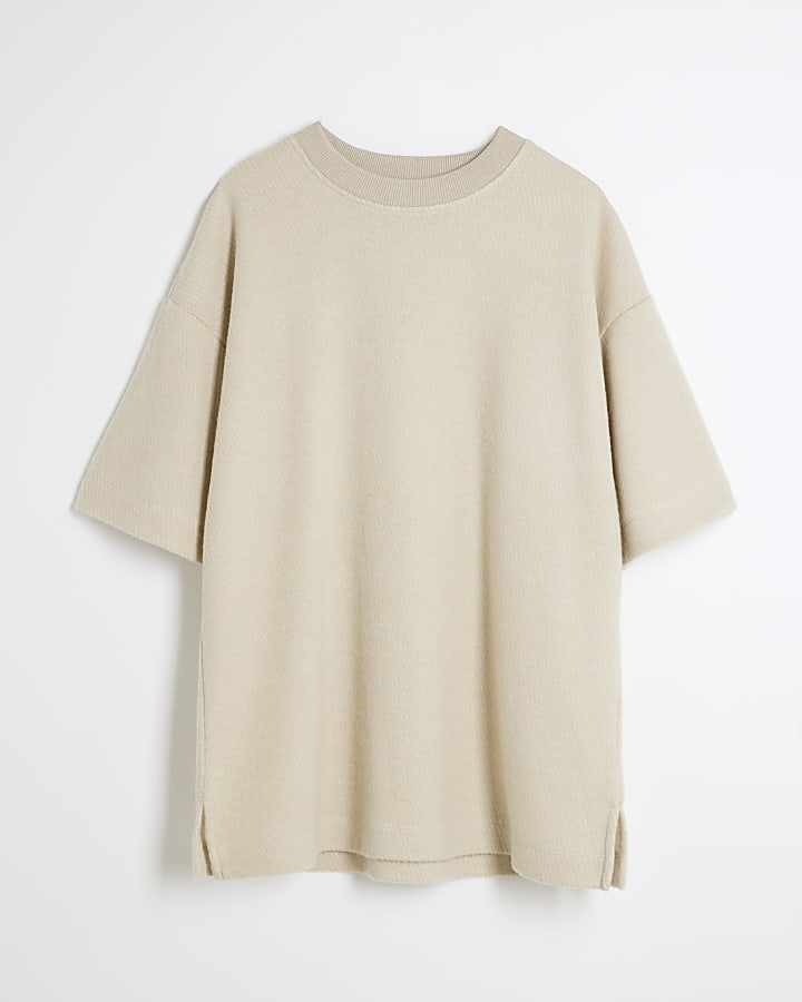 Beige Short Sleeve Oversized Cosy T-shirt