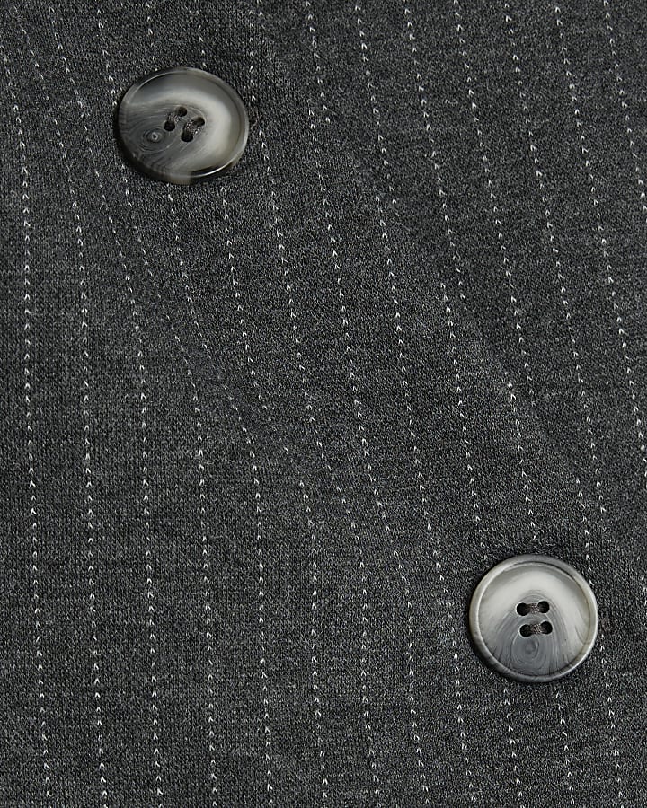 Grey Pinstripe Asymmetric Waistcoat