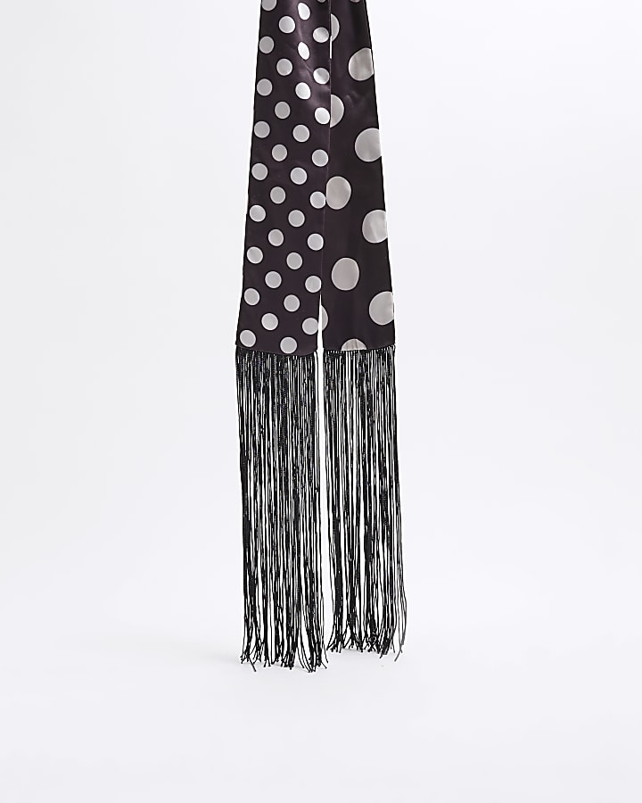 Black Polka Dot Skinny Scarf