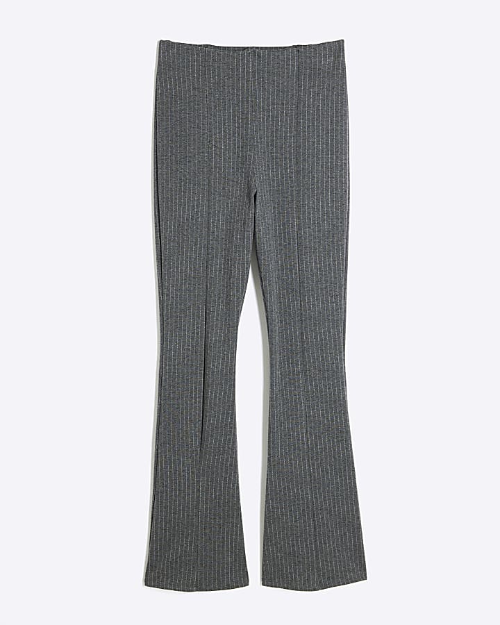 Grey Pinstripe Flared Trousers