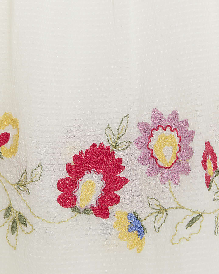 White Embroidered Floral Bralette Top