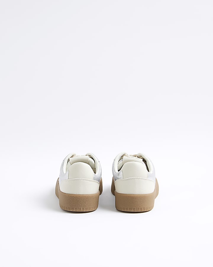 Silver Lace Up Trainers