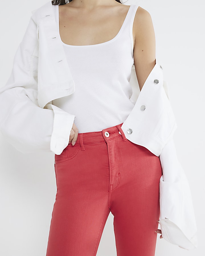 Red mid rise molly skinny Jeans