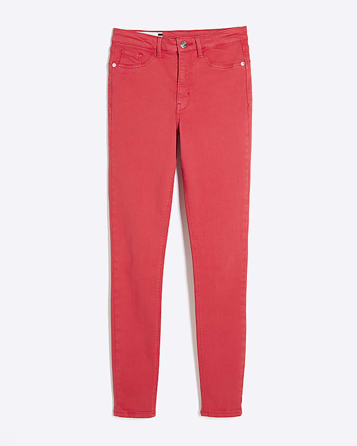 Red mid rise molly skinny Jeans