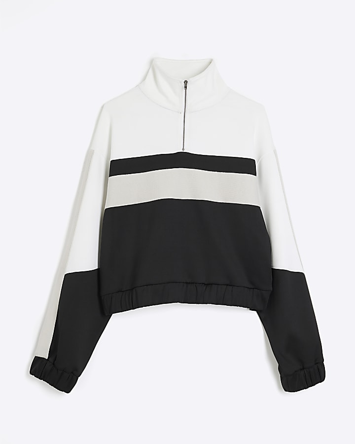 Black Colour Block Zip Sweatshirt