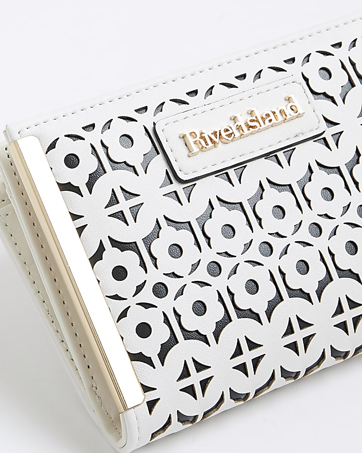 White Laser Cut Foldout Purse