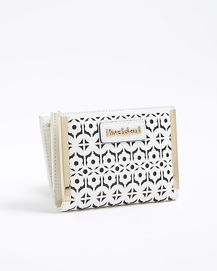 White Laser Cut Foldout Purse