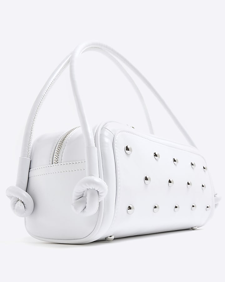 White Studded Knot Shoulder Bag