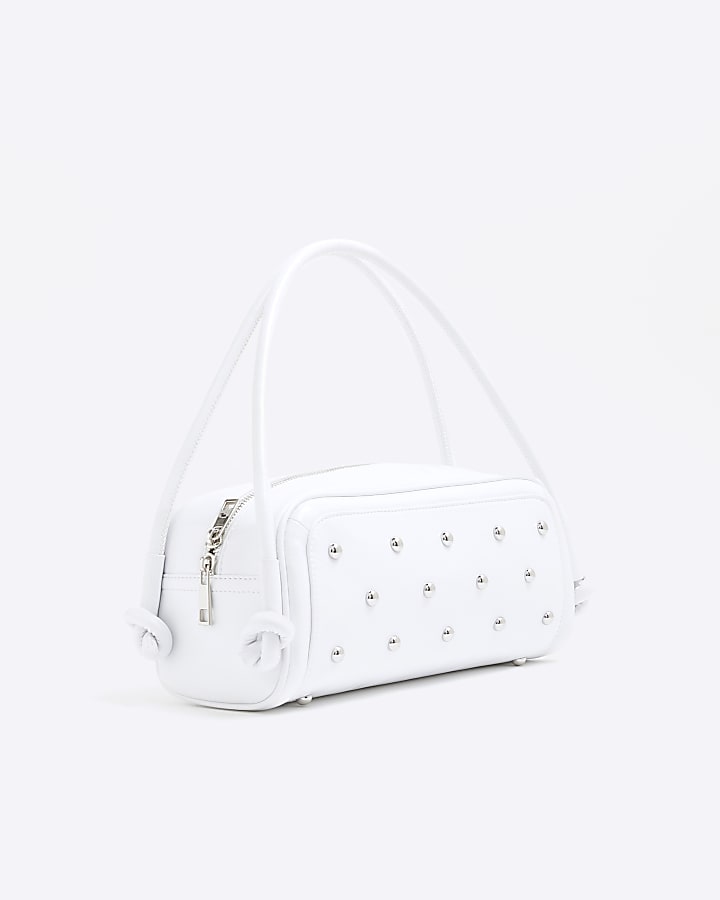 White Studded Knot Shoulder Bag