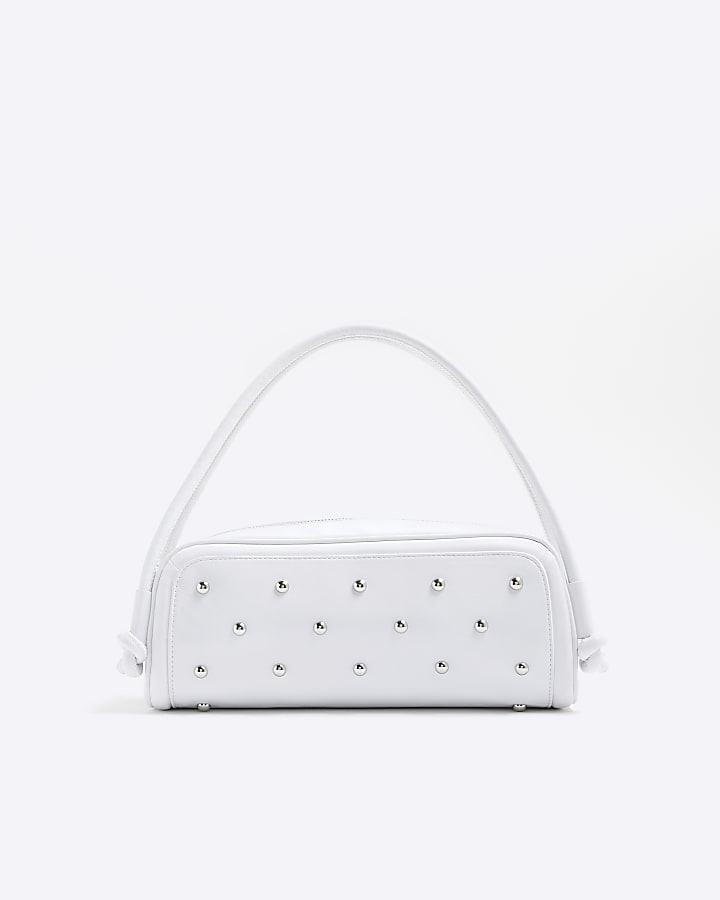 White Studded Knot Shoulder Bag