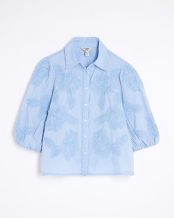 Blue Embroidered Shirt