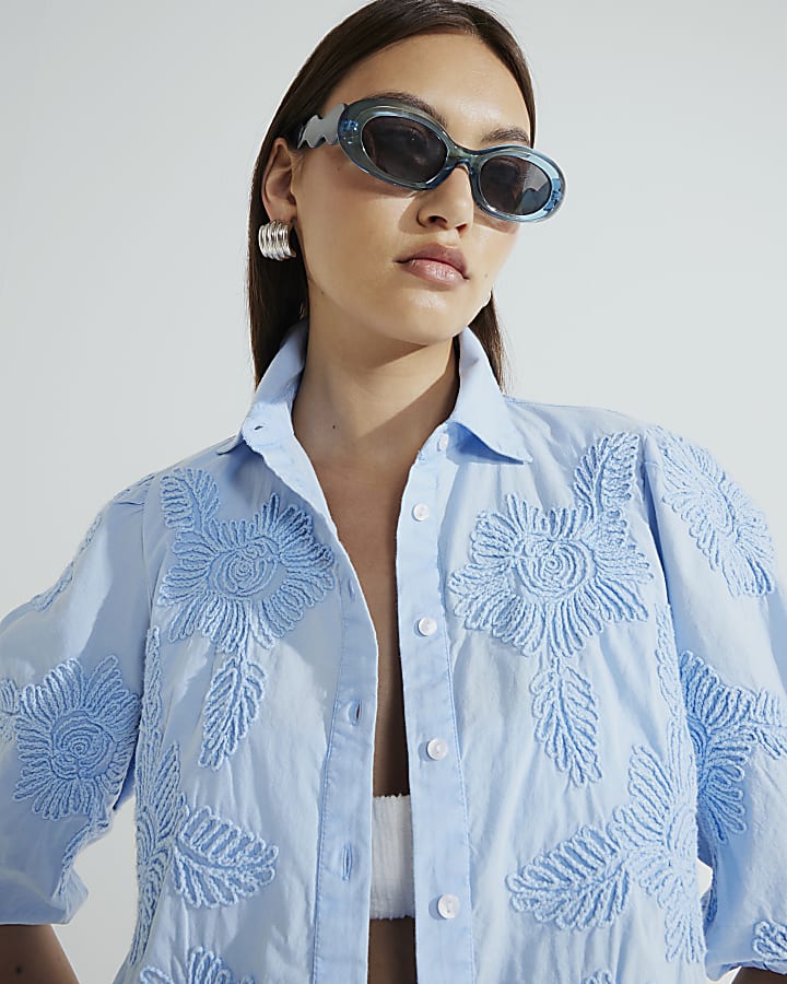 Blue Embroidered Shirt