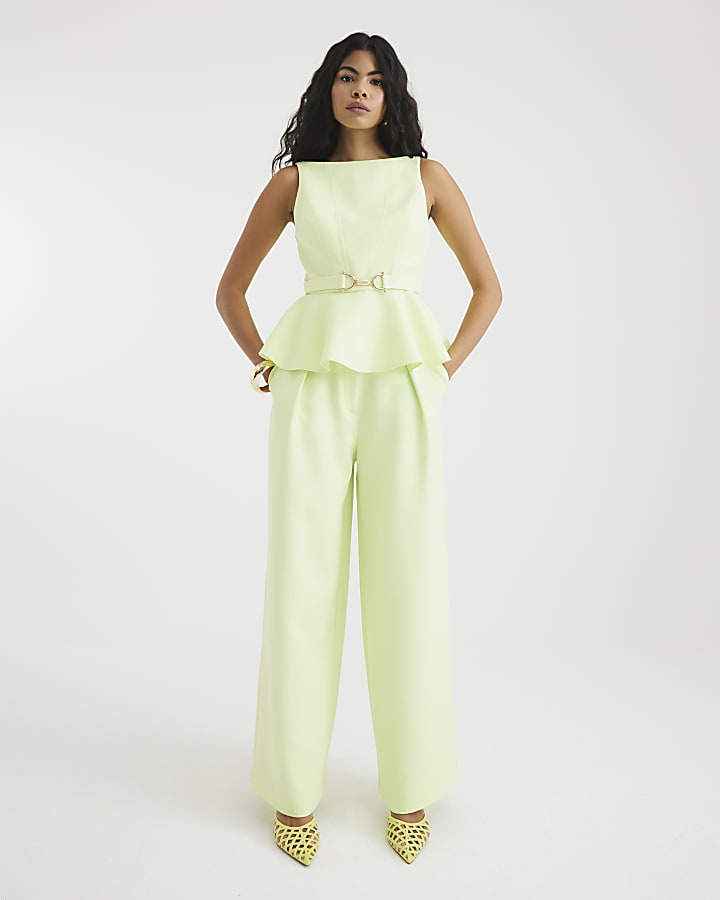 Lime Belted Peplum Top