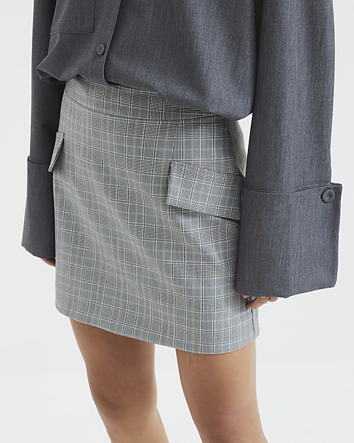 Grey Check Mini Skirt