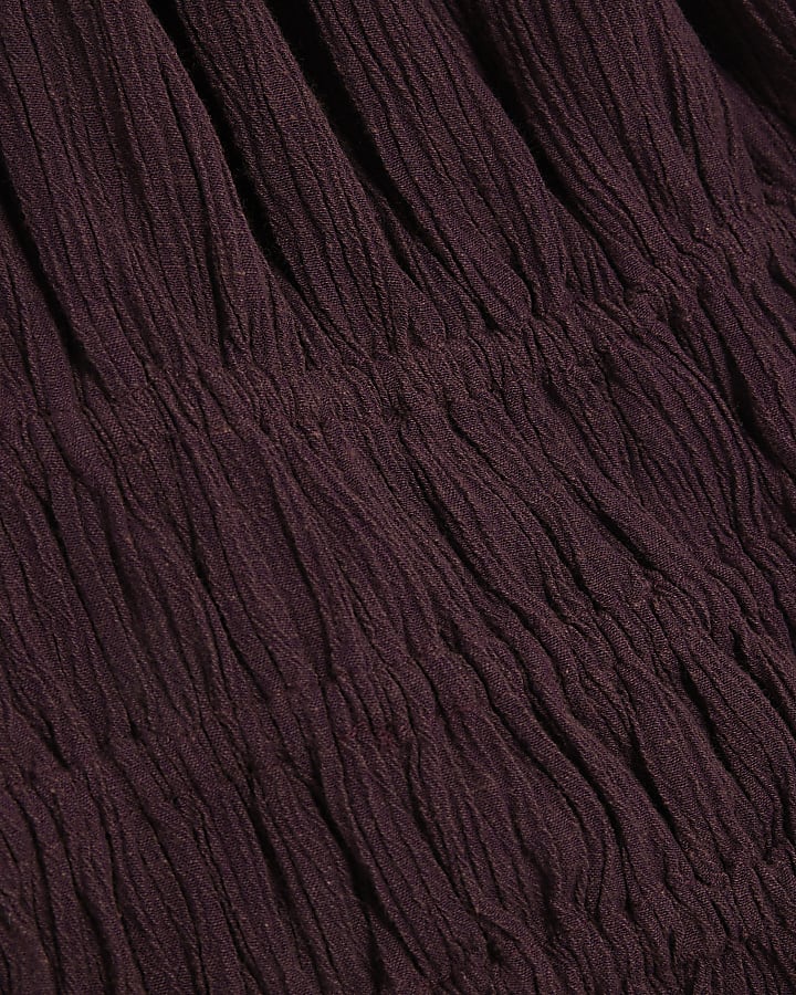 Purple Linen Blend Halter Neck Top