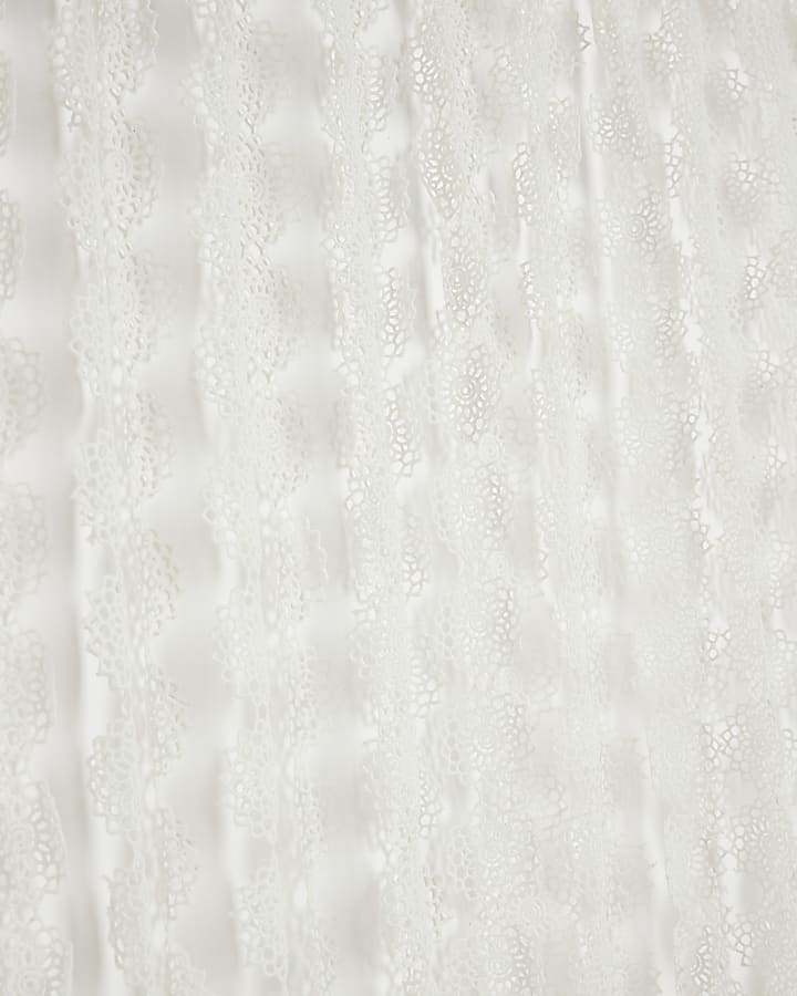 White Crochet Tassel Midi Skirt