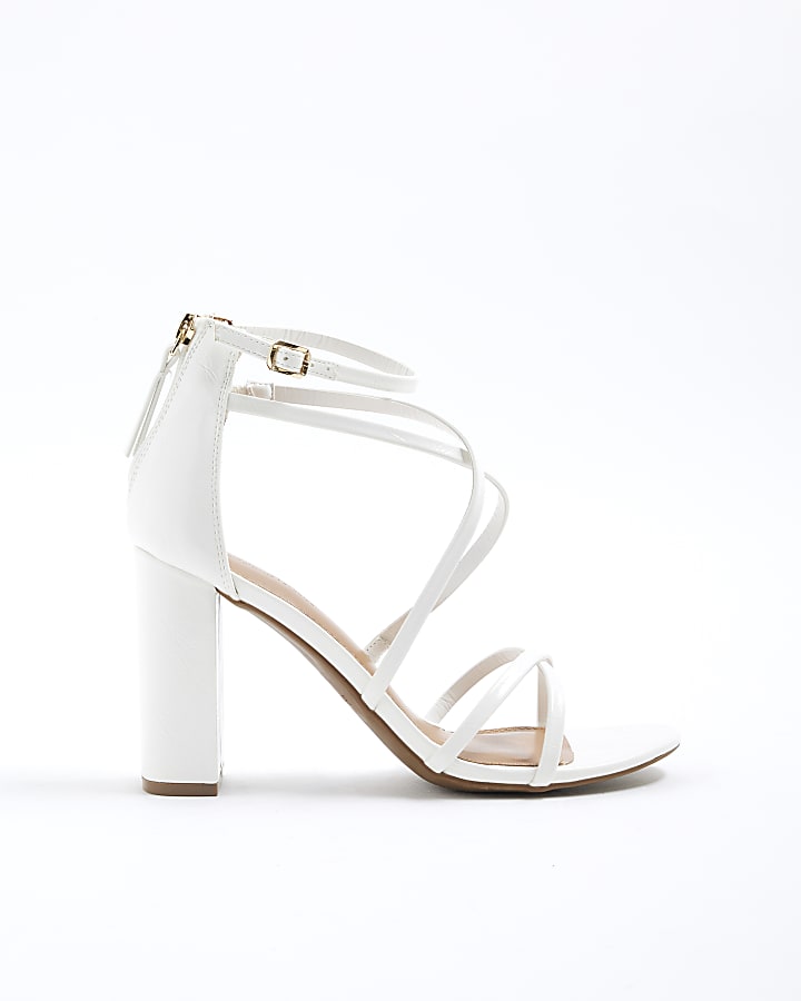 White Strappy Block Heel Sandals
