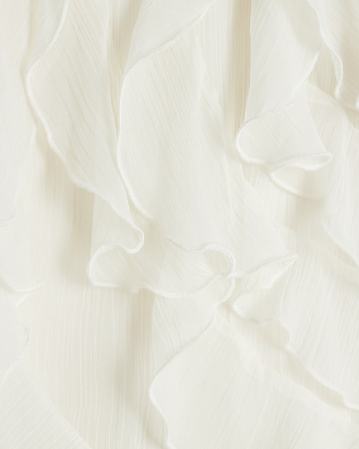 White Premium Sleeveless Ruffle Mini Dress