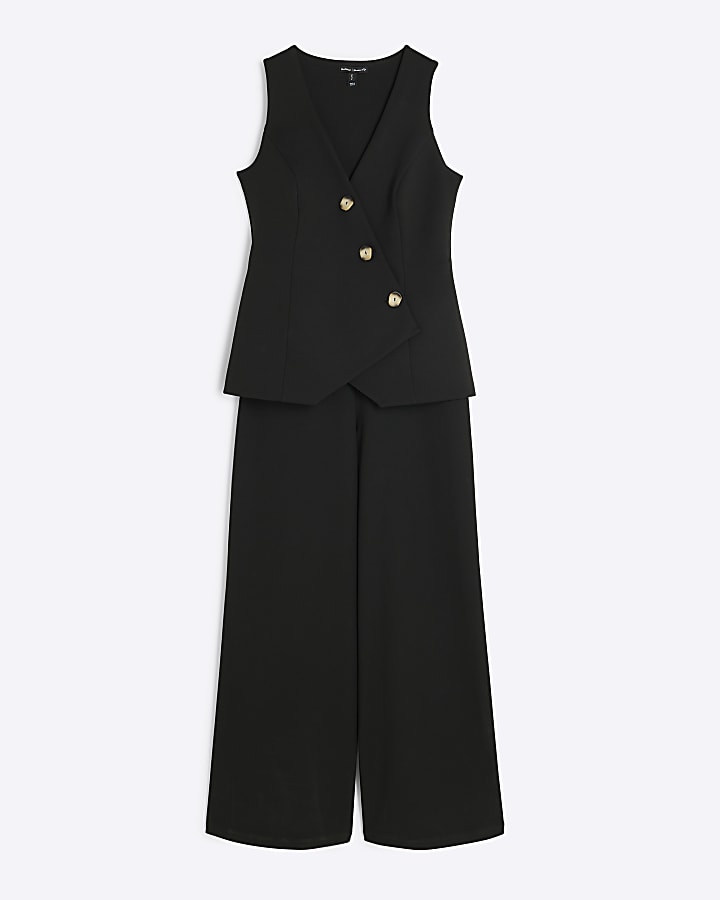 Petite Black Waistcoat Hybrid Jumpsuit