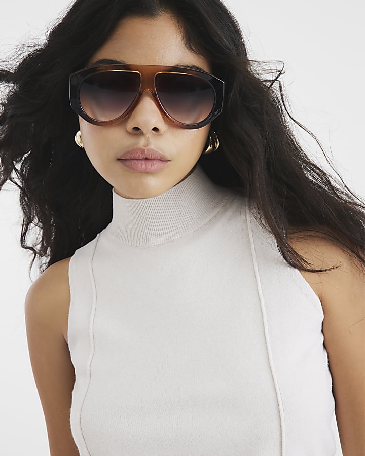 Cream Ribbed Roll Neck Sleeveless Top