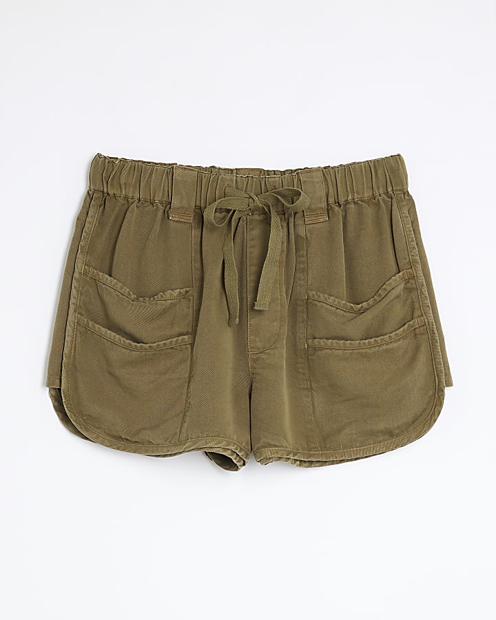 Khaki Double Pocket Lyocell Shorts