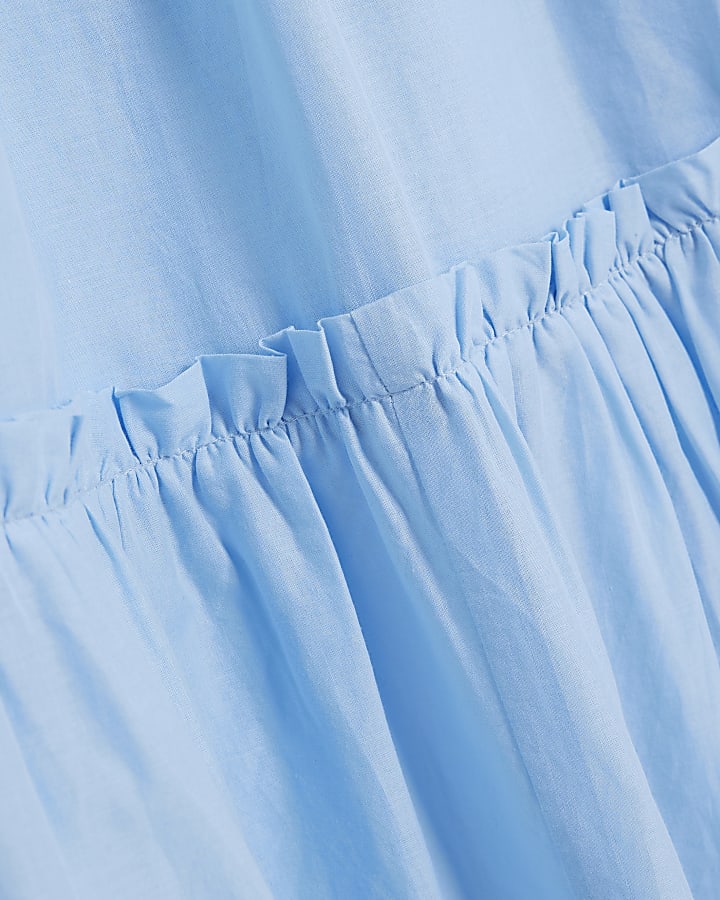 Blue Sleeveless Tiered Maxi Dress
