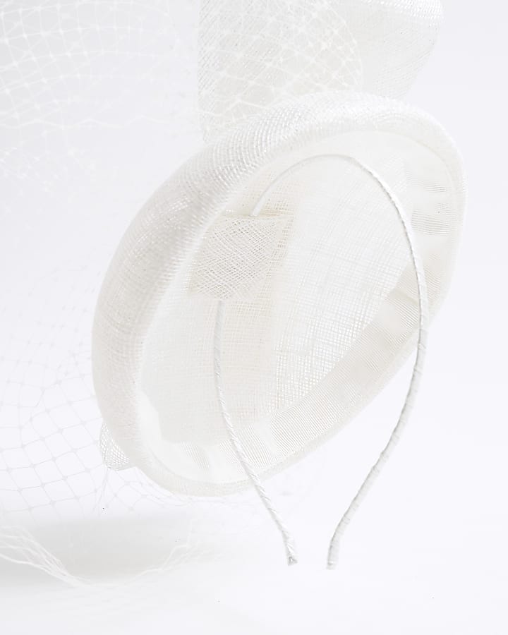 White Bow Hat Fascinator Headband