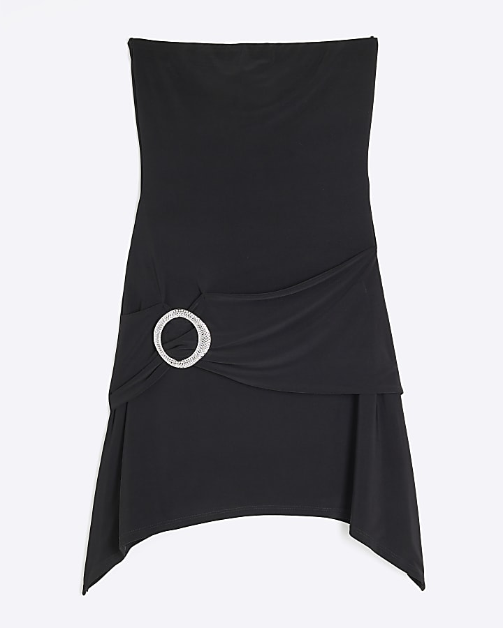 Black Bandeau Diamante Ring Dress