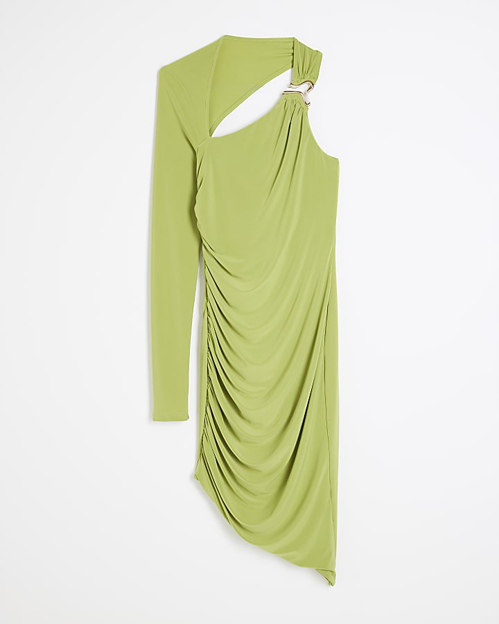 Lime Asymmetric Mini Dress