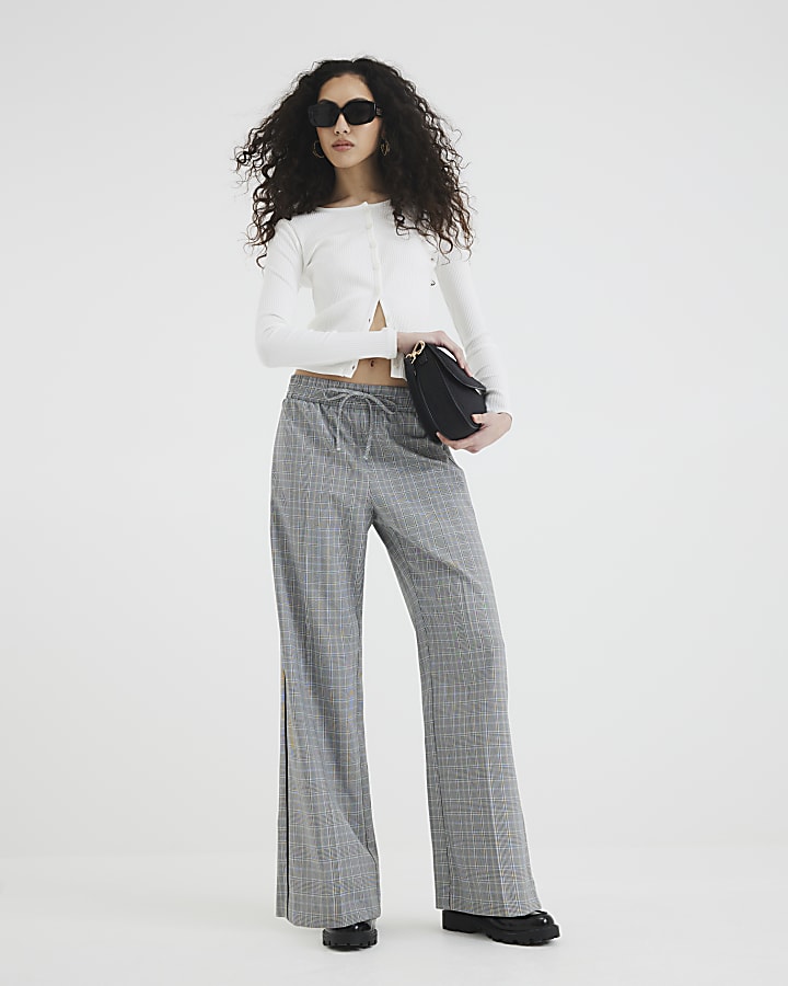 Grey Check Elasticated Waist Joggers