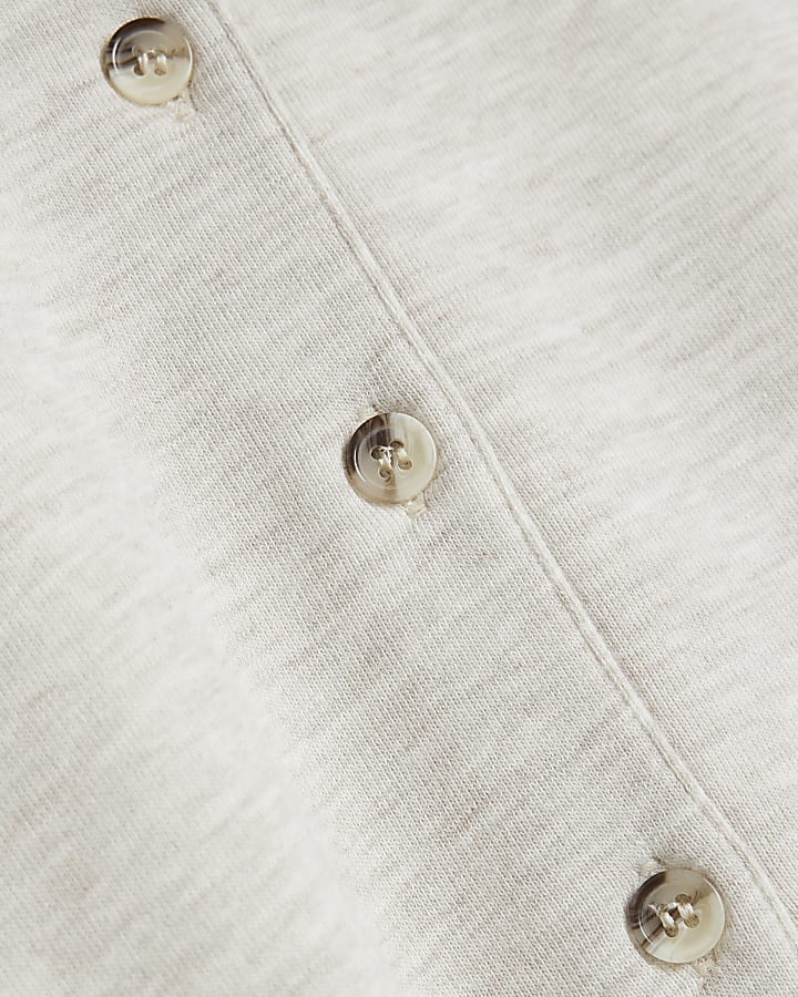 Beige Marl Long Sleeve Buttoned Sweatshirt