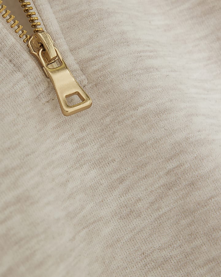 Beige Quarter Zip Sweatshirt