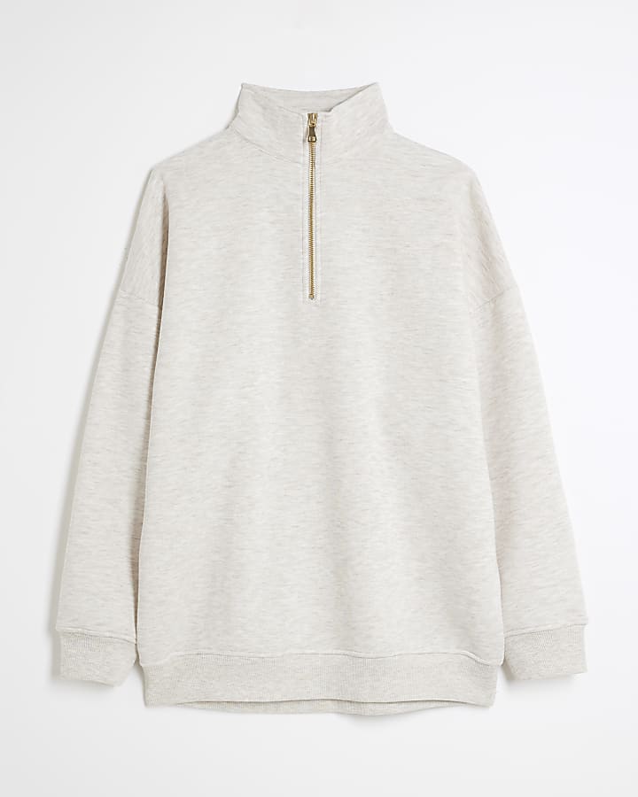 Beige Quarter Zip Sweatshirt