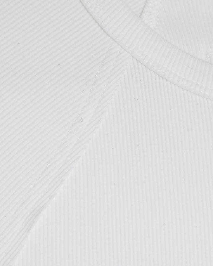 White Short Sleeve Ribbed T-shirt