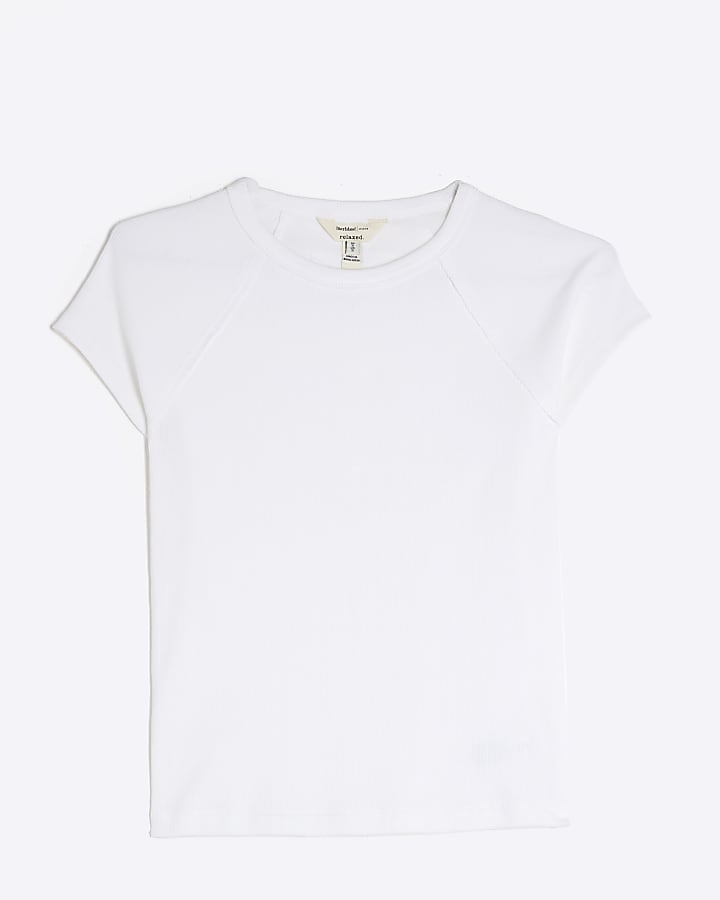 White Short Sleeve Ribbed T-shirt