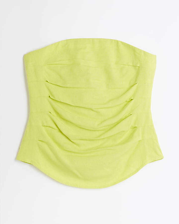 Yellow Linen Blend Bandeau Top
