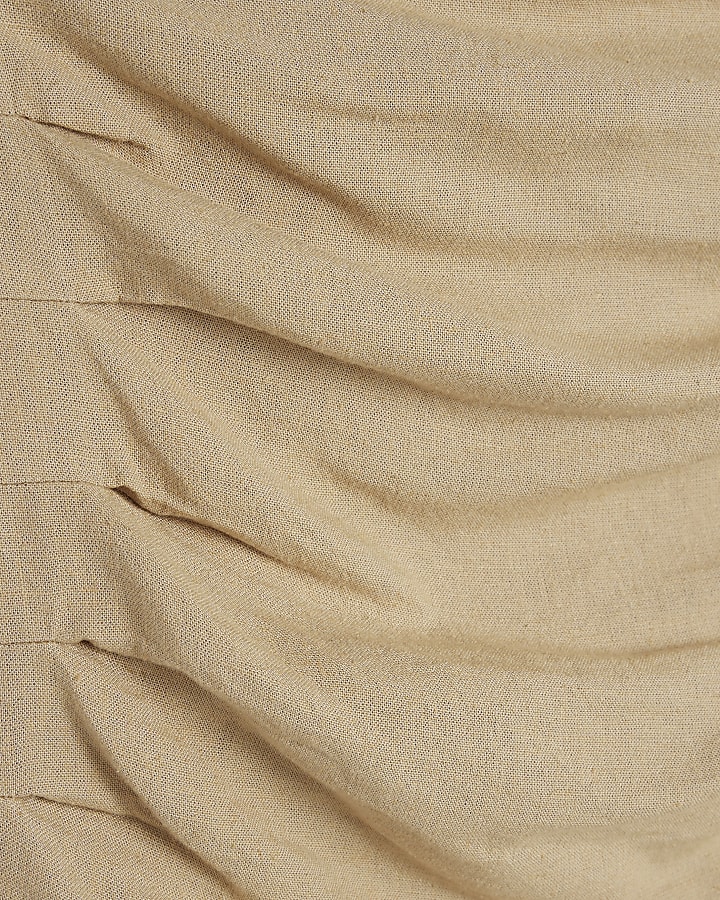 Stone Linen Blend Bandeau Top