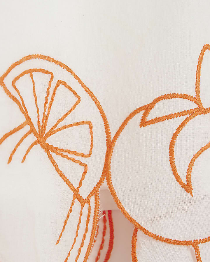 White Fruit Embroidered Shorts